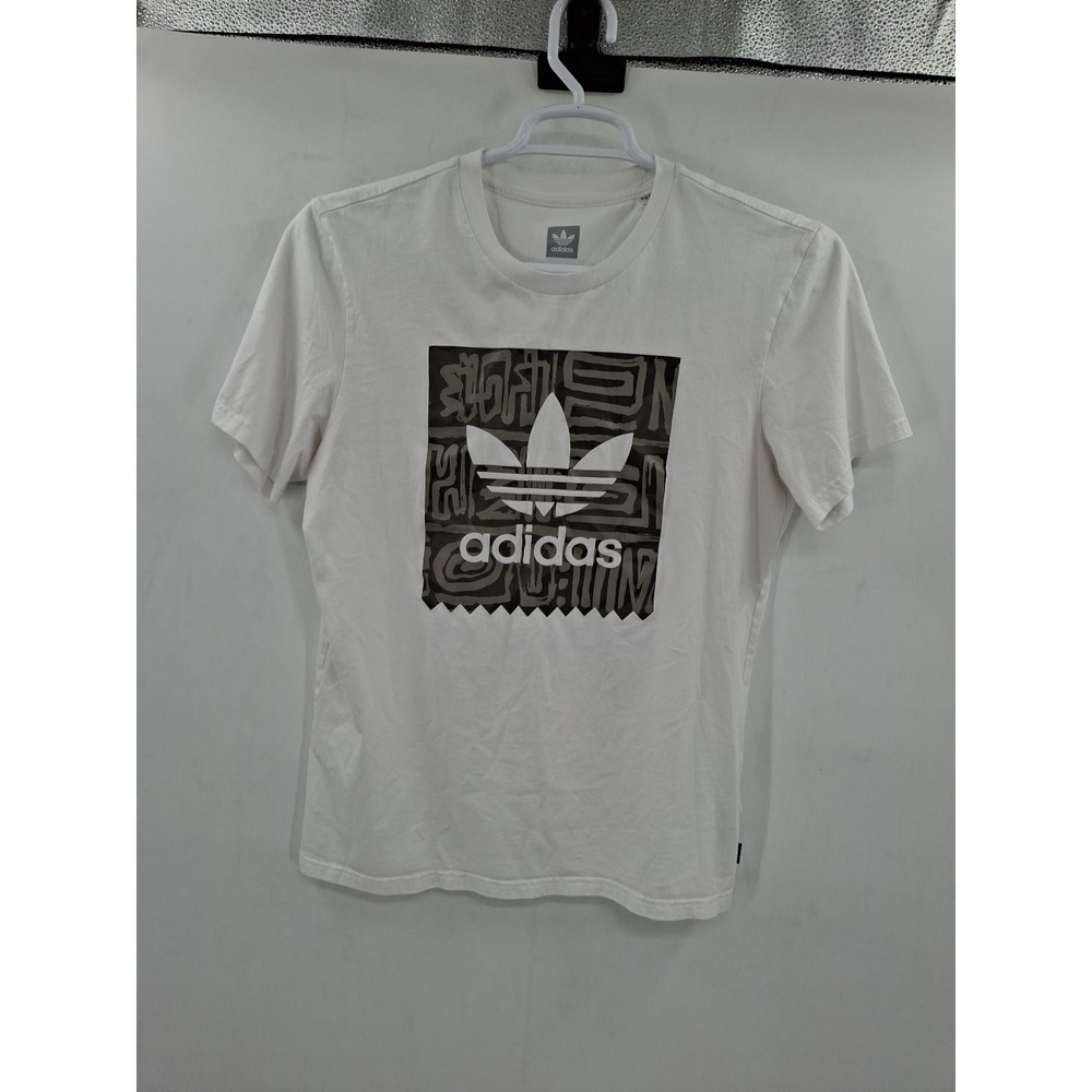 Adidas White Trefoil w/ Gray Tribal Geometric Pattern Skater‎ Medium TShirt